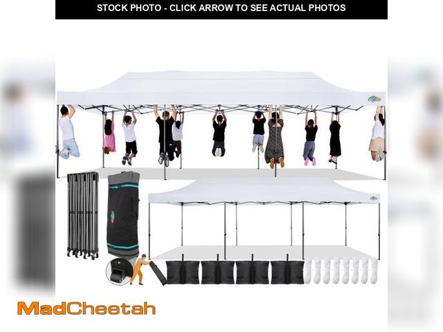 Lot 74-12160285 - COBIZI 10x30 Pop Up Canopy Without Sidewall,Heavy Duty Canopy UPF 50+ All Season Wind Waterproof Com...