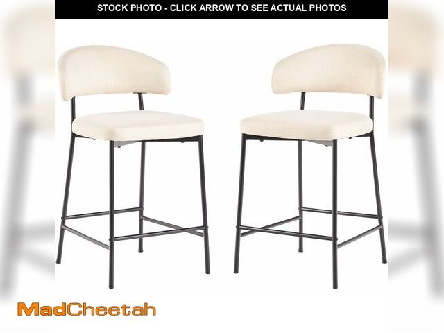 Lot 74-14067742 - Walker Edison Modern Curved Back Counter Stool Filled Foam, Set of 2, Ivory - UNUSED