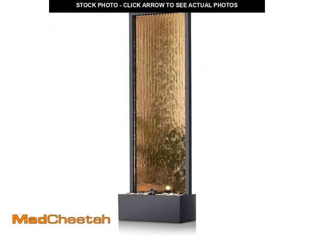 Lot 74-12262445 - Alpine Corporation MLT100 Mirror Waterfall Fountain with Stones &amp; Lights - Zen Indoor/Outdoor De...