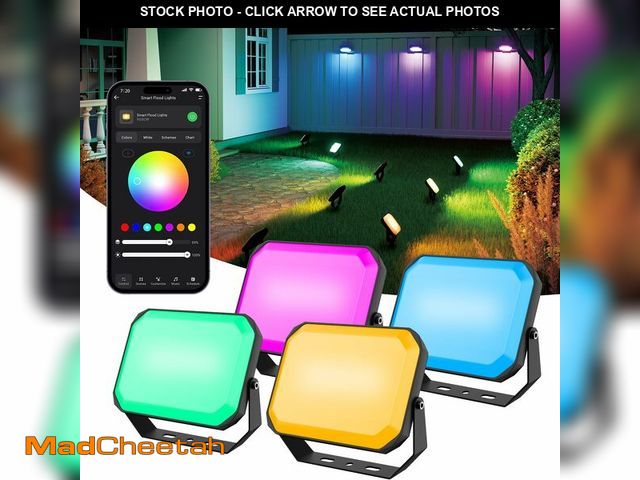 Lot 74-14295358 - BrizLabs RGBCW Outdoor Flood Lights, Red White Blue WiFi Smart Pathway Landscape Lighting App/Voice ...