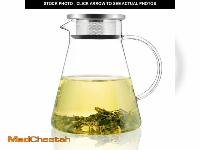 Lot 74-13567697 - CNGLASS 40oz/1200ml Glass Teapot Stovetop Safe,One-Touch Clear Tea Kettle,Blooming and Loose Leaf Te...