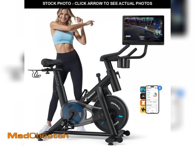 Lot 74-12515633 - MERACH Stationary Exercise Bike with 1080P HD screen Low Noise for Indoor Workout Cycling Bike with ...