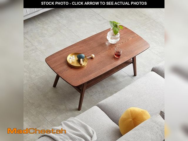 Lot 74-12921171 - Harper &amp; Bright Designs 47.25 in. Walnut Rectangle Oak 100% Solid Wood Low Coffee Table with Sto...