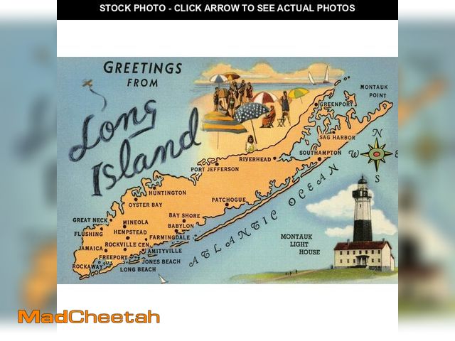 Lot 74-14067796 - ART.COM Wall Art Print Greetings from Long Island, New York, Map, 24" x 16" - UNUSED