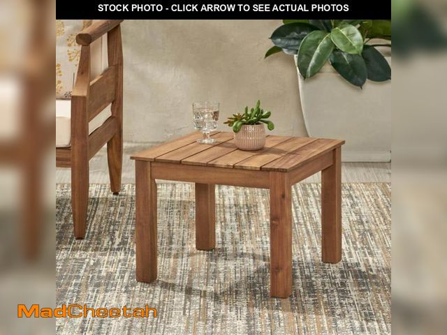 Lot 74-12424808 - Noble House Temecula 15 in. Brown Patina Square Wood Outdoor Patio Side Table - UNUSED