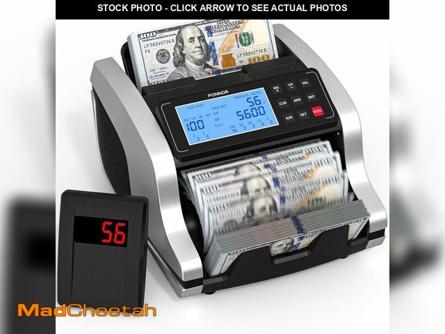 Lot 74-14063568 - PONNOR Money Counter Machine with Value Count, UV/MG/IR/MT/DD Counterfeit Bill Detection, Dollar Eur...