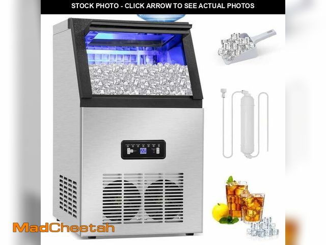 Lot 74-12783606 - Gilati 16.93 in. 100lbs/24H Half Size Cube Commercial Freestanding Ice Maker with 35lbs Storage,2 Wa...