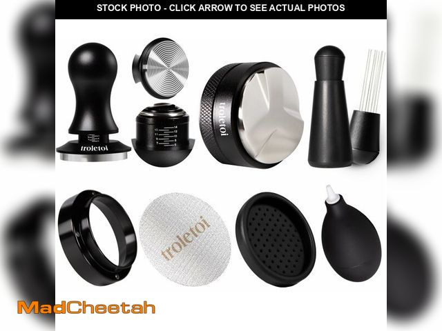 Lot 74-14386055 - troletoi 7 PCS Espresso Accessories Kit: 53.3mm Espresso Tamper, Coffee Distributor, Puck Screen, Do...
