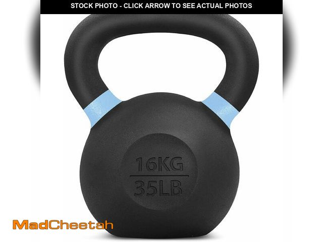 Lot 74-13927807 - Yes4All Powder Coated Kettlebell, 35 lb Cast Iron Core Kettlebells with Non-Slip Handle &amp; Flat B...