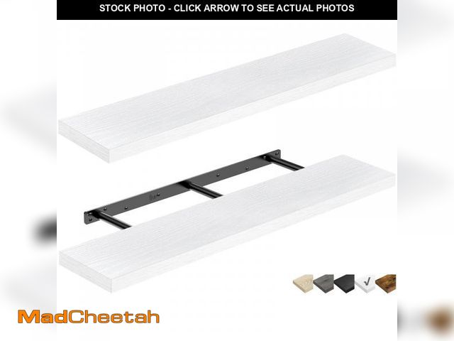Lot 74-12160001 - QEEIG Bathroom Shelves 48 inches Long Wall Shelf Large Extra Long 48 x 9 inch Set of 2, White (008-1...
