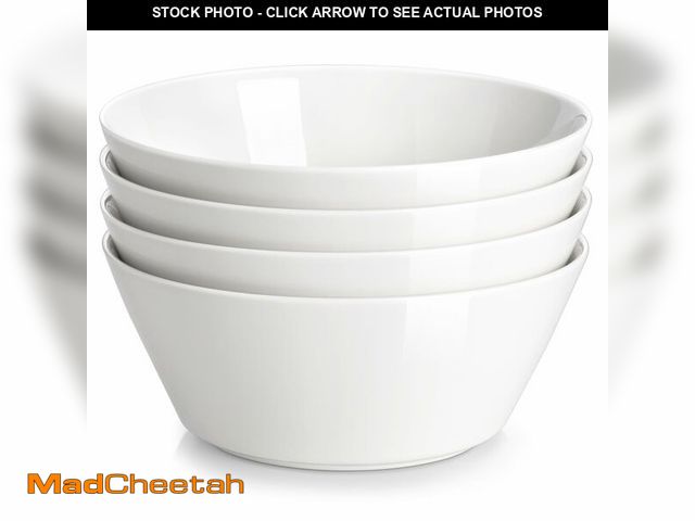 Lot 74-12974940 - MALACASA 35 OZ Soup Bowls, White Porcelain Bowls Set of 4, Deep Bowls for Kitchen, Large Ceramic Bow...