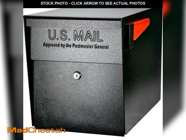 Lot 74-13844667 - Mail Boss 7106 Curbside Steel Post Mount Security Locking Mailbox, Black, Extra Large, 21 in. D x 11...