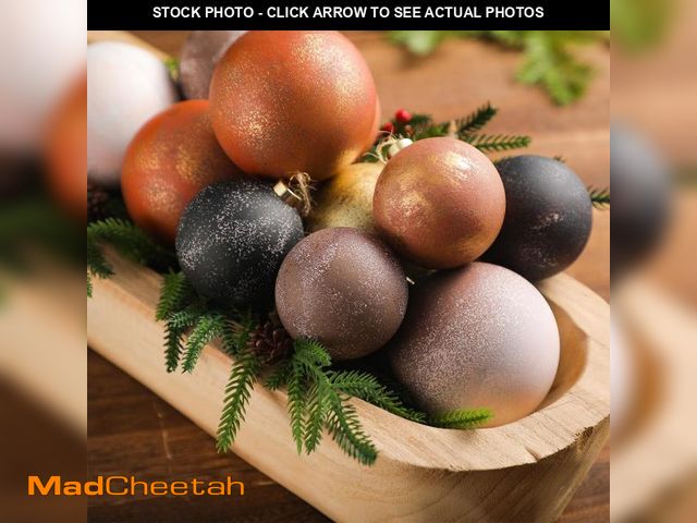 Lot 74-12389384 - Poen 12 Pack Christmas Textured Ornaments, Textured Christmas Tree Ball Decorations Holiday Matte Ba...