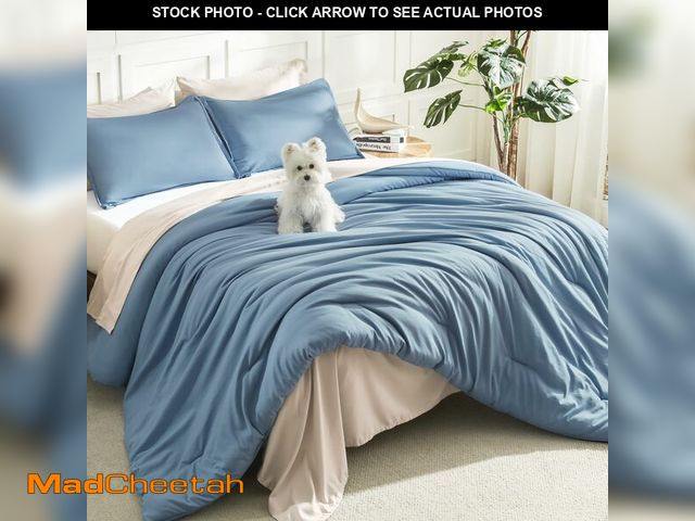 Lot 74-14382530 - Litanika King Comforter Set Grayish Blue, 3 Pieces Lightweight Solid Bedding Comforter Set, All Seas...