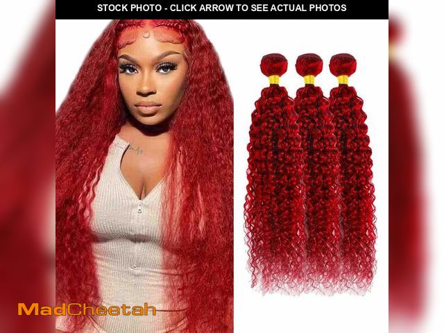 Lot 74-14055747 - 26 28 30 Inch Red Bundles Human Hair Wine Red Kinky Curly Bundle Peruvian Virgin Remy Hair 3 Bundles...