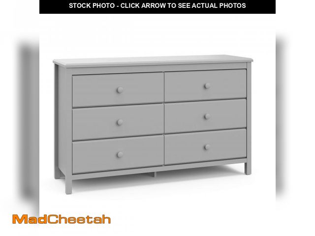 Lot 74-12130324 - Storkcraft Alpine 6-Drawer Double Dresser (Pebble Gray) Ã¢â¬â GREENGUARD Gold Certified Nursery E...