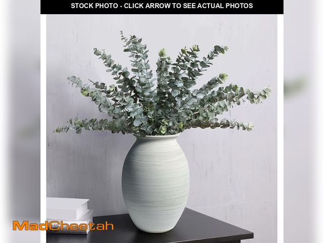 Lot 74-14209000 - GeLive 9 Inch Textured Matte White Bulbous Ceramic Vase, Handmade Rustic Farmhouse Pottery, Boho Wab...