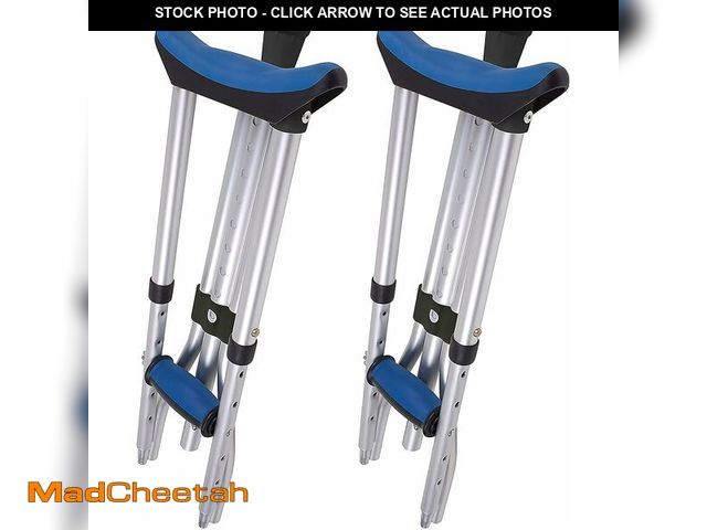 Lot 74-12828745 - Carex Folding Aluminum Under Arm Crutches for Adults 4'11" to 6'1", 2 Lightweight Crutches Included,...
