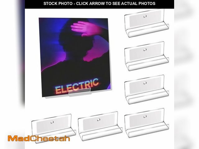 Lot 74-14061050 - Kalami 12 Pack Vinyl Record Holder Wall Mount Self Adhesive, Acrylic Record Shelf Display Racks for ...