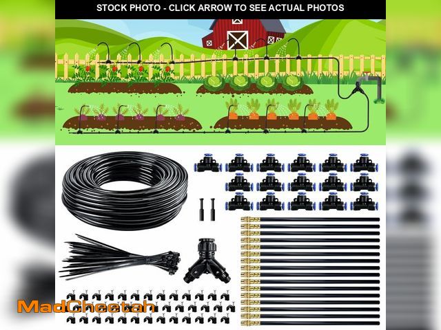 Lot 74-14146731 - Drip Irrigation System,100 Ft Quick-Connect Garden Sprinkler Kit with 16pcs 360ÃÂ° Adjustable Nozzl...