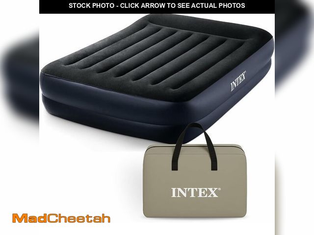 Lot 74-14347946 - Intex Air Mattress, 64123ED Dura-Beam Plus Pillow Rest Fiber-Tech - Queen Size - Built-in Electric P...