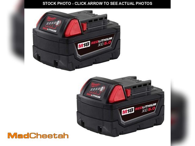 Lot 74-14276362 - Milwaukee M18 18-Volt Lithium-Ion XC Extended Capacity 5.0 Ah Battery Pack (2-Pack) - UNUSED