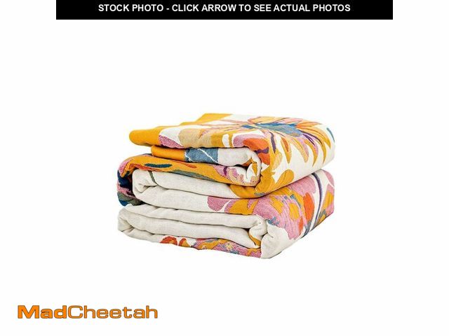 Lot 74-14274335 - XIBLC Boho Throw Blanket, 100% Cotton Ultra Soft Luxury Throw Rustic Quilt, 90"x98" Floral Bird Butt...