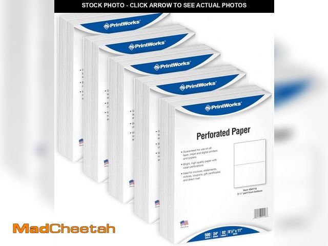 Lot 74-12510436 - PrintWorks Professional Half Sheet Perforated Paper 8.5" x 11" - Perfect For W-2, 1099, &amp; Statem...