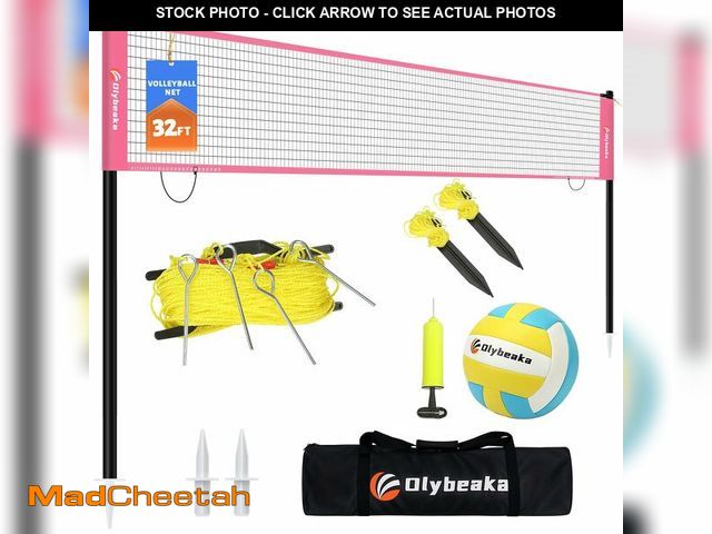 Lot 74-13953442 - Portable Outdoor Volleyball Net Set for Backyard Beach with Adjustable Poles, Soft PU Volleyball &am...