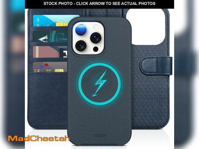 Lot 74-13955309 - TUCCH Wallet Case for iPhone 15 Pro, Detachable 2-in-1 Stand RFID Blocking 4 Card Slot Wireless Char...