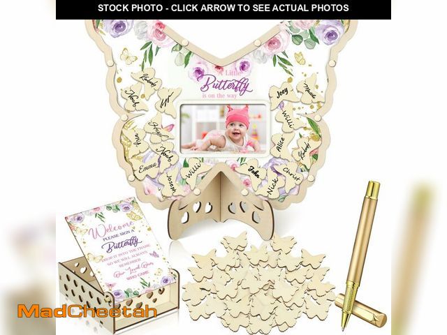 Lot 74-14274089 - Wenqik 63 Pcs Butterfly Baby Shower Guest Book Alternatives Set Baby Shower Decorations with Photo F...