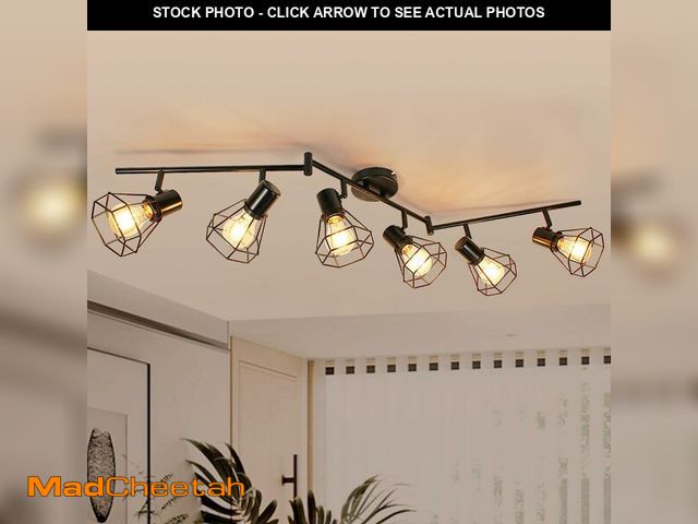 Lot 74-14381288 - HiBay 6-Light Track Lighting, Directional Rotatable Ceiling Light Fixture, Black Farmhouse Track Spo...