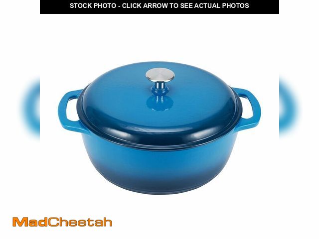 Lot 74-13584413 - Basics Cast Iron Dutch Oven Pot with Lid, Enameled, Round, Dual Handles, Heavy-Duty, Small, 4.3-Quar...