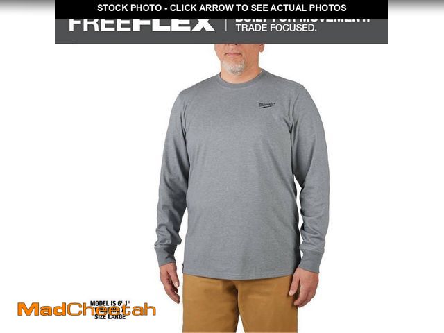 Lot 74-14597593 - Milwaukee Men's X-Large Gray Cotton/Polyester Long-Sleeve Hybrid Work T-Shirt 604G-XL - UNUSED