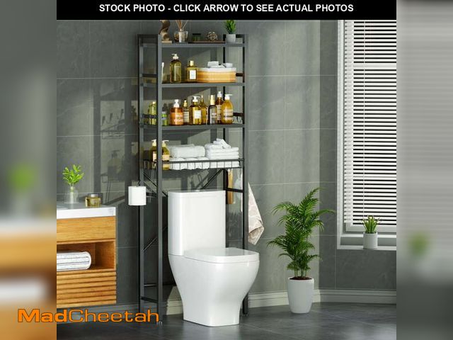 Lot 74-13044924 - Capri Over The Toilet Storage, 4-Tier Freestanding Bathroom Shelf, above Toilet Space Saver Rack, Bl...