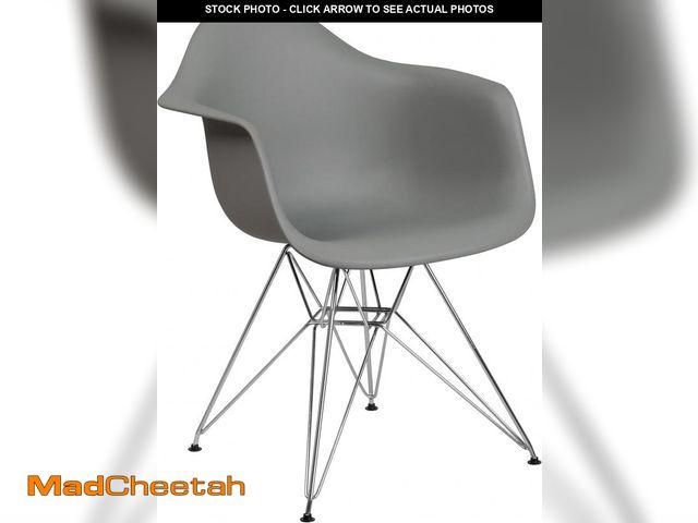 Lot 74-12365978 - Flash Furniture Alonza Series Moss Gray Plastic Chair with Chrome Base - UNUSED