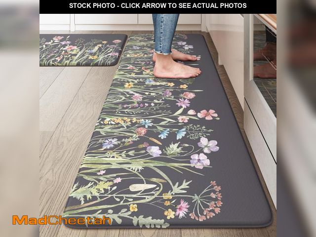 Lot 74-12044000 - KIMODE Anti Fatigue Kitchen Mats for Floor, 20"x47"+20"x32" Farmhouse Kitchen Rugs Sets of 2, Padded...