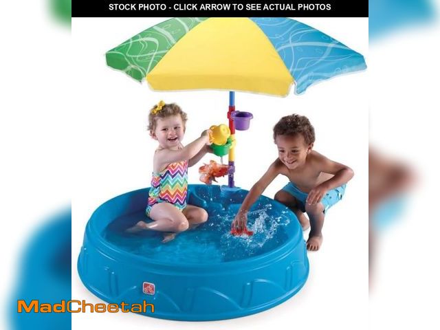 Lot 74-12138041 - Step2 Play &amp; Shade Pool, Kids Activity Pool with Umbrella, Summer Outdoor Toys, 7 Piece Toy Acce...