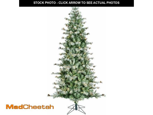 Lot 74-13331444 - Fraser Hill Farm 7.5-Ft Buffalo Fir Slim Artificial Christmas Tree with Warm White LED Lights, Preli...