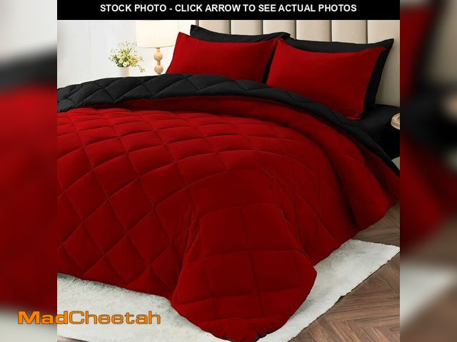 Lot 74-13546335 - MUXHOMO 7 Pieces King Comforter Set, Reversible Bed in a Bag King Size, All Season Bedding Set with ...