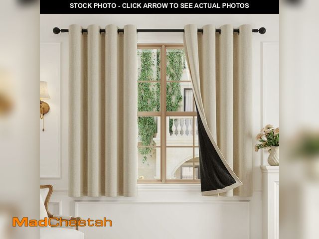 Lot 74-12969271 - Anmao Thick Heavy Textured Blackout Curtains for Living Room 45 Inch Length 2 Panels Set, Grommet Ro...