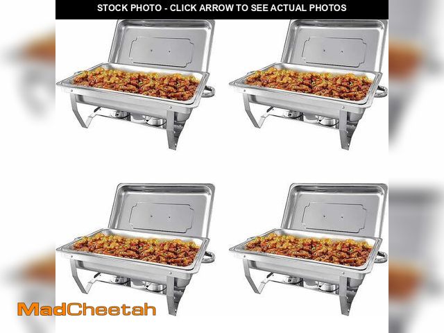 Lot 74-12833614 - Jacgood Chafing Dish Buffet Set 4 Pack 8QT Full Pan Stainless Steel Food Warmer Chafer Complete Set ...