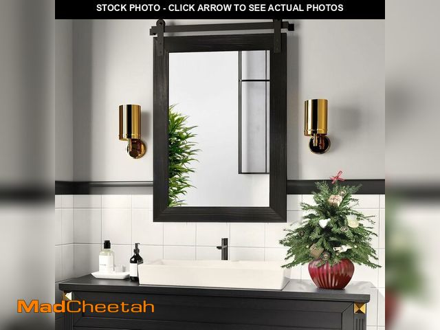 Lot 74-13835639 - COGOOD Bathroom Mirrors for Over Sink - 21 x 30 Farmhouse Barn Door Wall Mirror for Bathroom, Living...