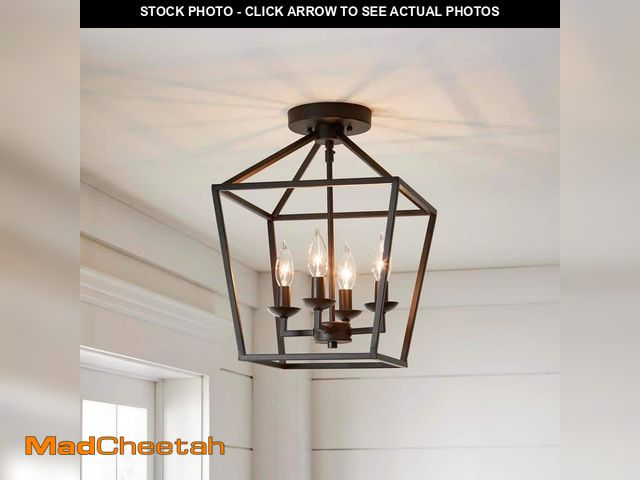 Lot 74-14362704 - Home Decorators Collection Weyburn 16.5 in. 4-Light Bronze Farmhouse Semi-Flush Mount Ceiling Light ...