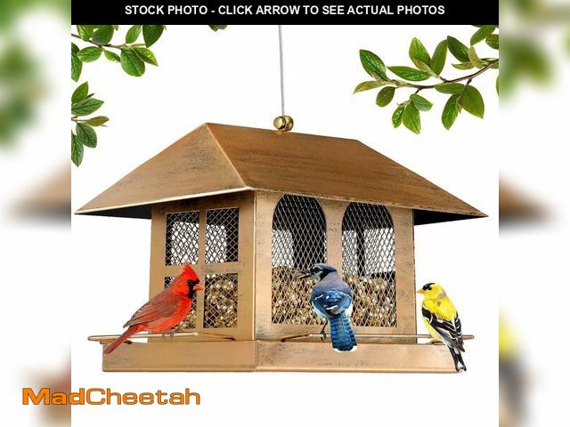 Lot 74-14145302 - Bird Feeders for Outdoors, Hanging Bird Feeder with Weatherproof Metal Roof, 3.5Lbs Seed Capacity Wi...