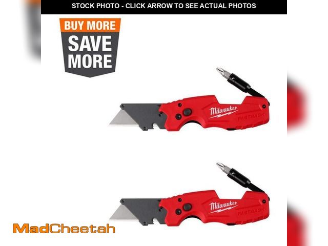 Lot 74-12939779 - Milwaukee FASTBACK 6-in-1 Folding Utility Knives with General Purpose Blade (2-Pack) - UNUSED