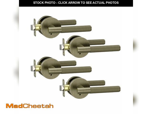 Lot 74-14423500 - Asidrama 4 Pack Brushed Antique Brass Privacy Interior Door Handles - UNUSED