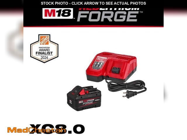 Lot 74-12901564 - Milwaukee M18 18-Volt Lithium-Ion REDLITHIUM FORGE Starter Kit with 8.0Ah Battery and Rapid Charger ...