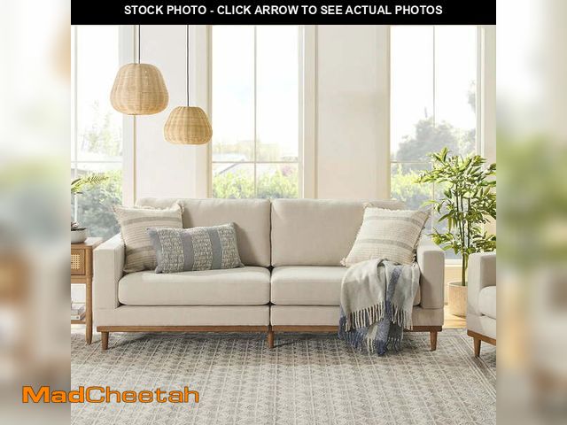 Lot 74-13774743 - (RIGHT SIDE ONLY) Better Homes &amp; Gardens Springwood Wood Frame 83.46" Couch, Cream Linen, Light ...