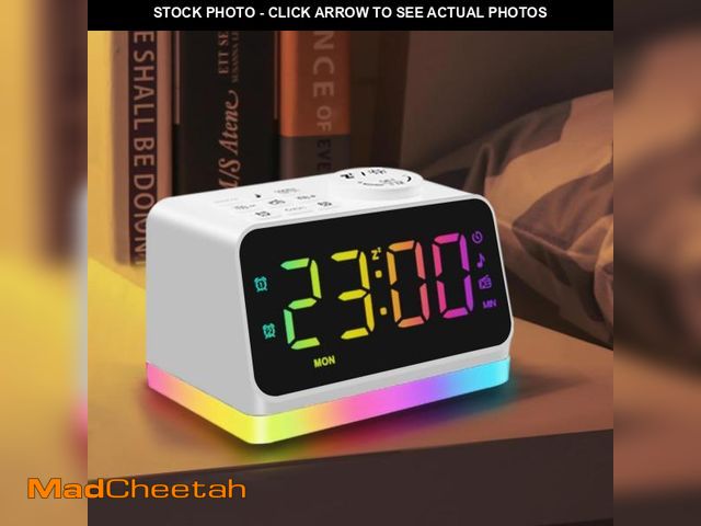 Lot 74-11551729 - JALL Digital Alarm Clock with FM Radio for Bedroom, 8 Colors Night Light with 2 Charging Port, Sleep...